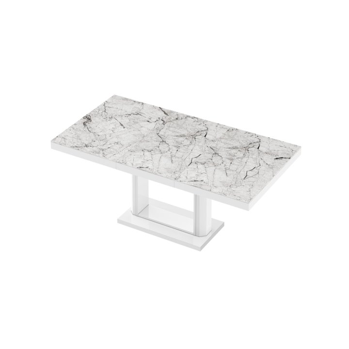 Stół Quadro 120 Marble White Hg+Biały Super Print (Hg/Mat)